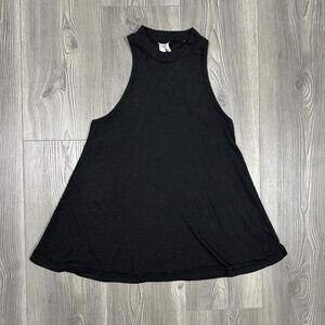 Free People Black High Neck Ribbed Swing‎ Tank Top